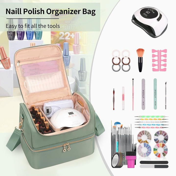 Nagellack Aufbewahrung, Doppelschicht Nagellack Organizer Tasche, Reise Nagellack Aufbewahrungsbox f