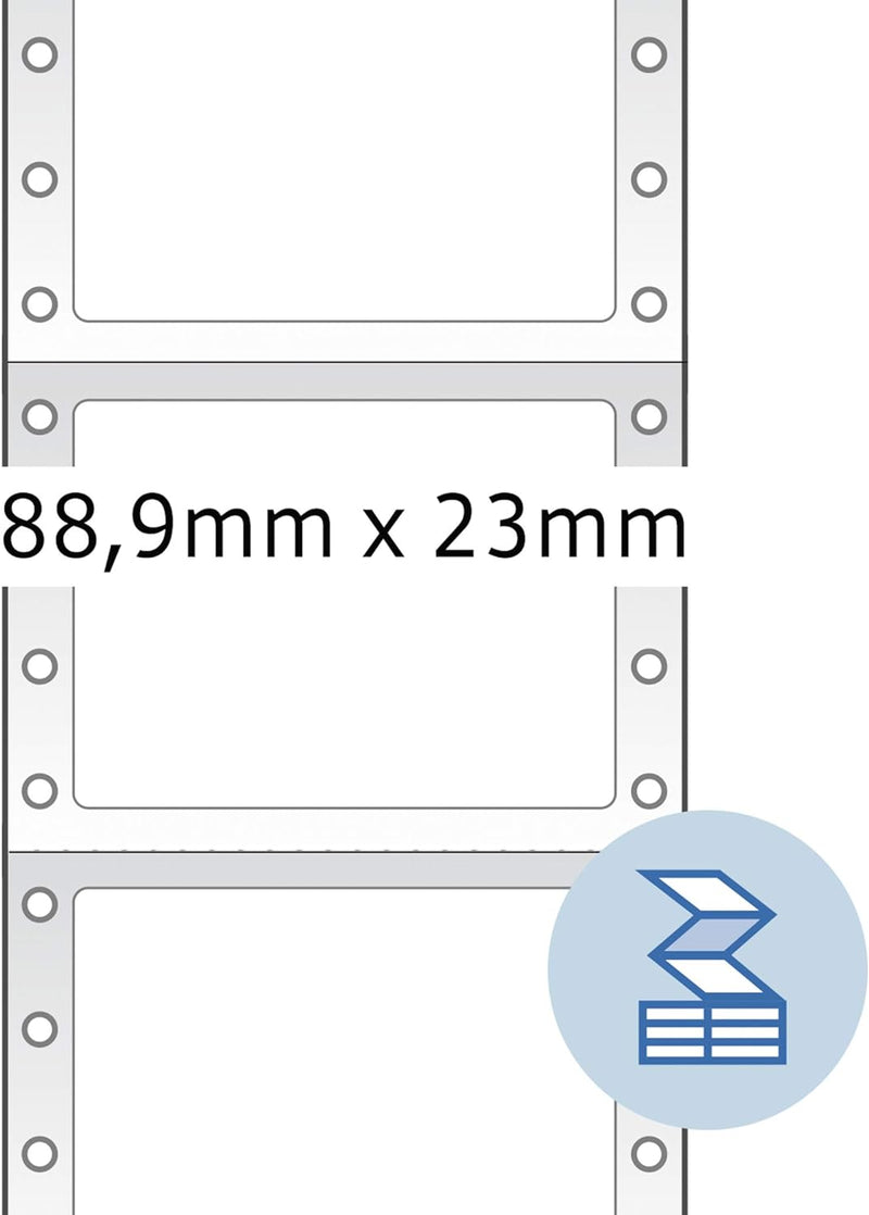 HERMA 8210 Computeretiketten endlos, 88,9 x 23,0 mm, 1-bahnig, 6000 Aufkleber, selbstklebend, Endlos