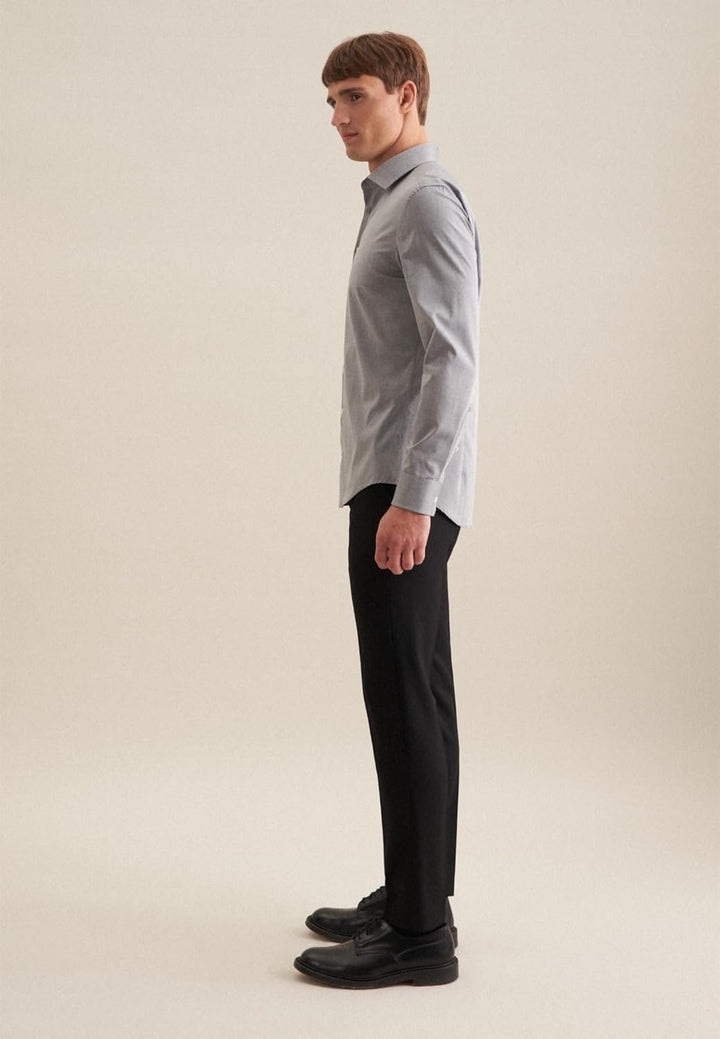 Seidensticker Herren Slim Fit Bügelfrei Business Kent Langarm Businesshemd 42 Dunkelgrau, 42 Dunkelg