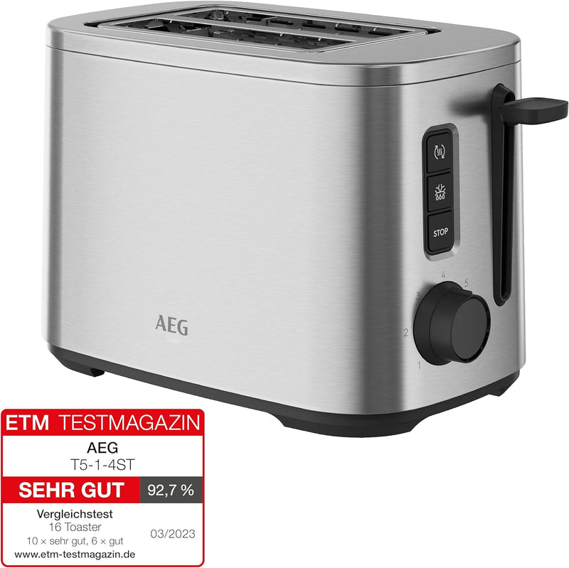 AEG T5-1-4ST Toaster Deli 5 / 7 Toasteinstellungen / Countdown-Timer / Stopp-, Auftau-, Aufwärmknopf