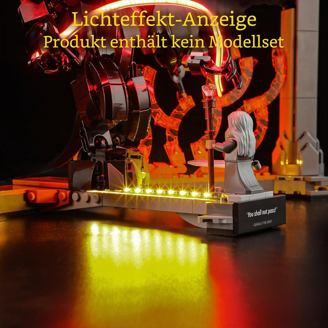 GEAMENT LED Licht-Set Kompatibel mit Lego Der Herr der Ringe Balrog Bücherstütze Icons 10367 Baustei
