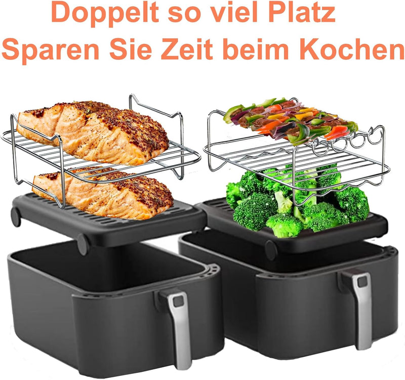 Dual Zone Heissluftfritteusen Zubehör, Airfryer Zubehörset Mit Silikonform Pot Kompatibel für Ninja