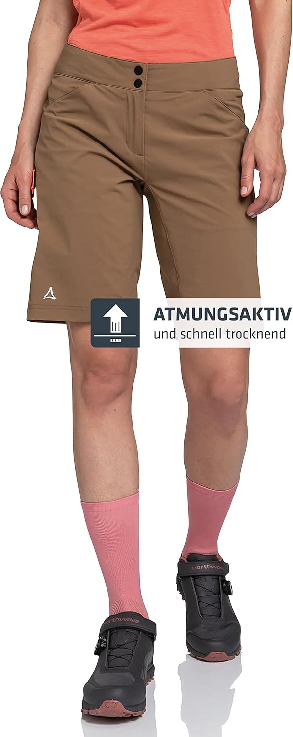 Schöffel Damen Shorts Danube L, Wasserabweisende Radhose, schnell trocknende Fahrradhose mit Bundver