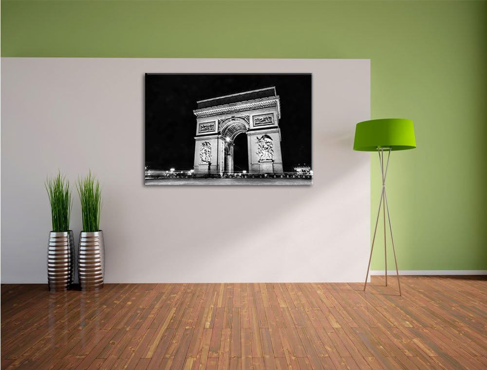 Pixxprint Dark Triumphbogen bei Nacht / 100x70cm Leinwandbild bespannt auf Holzrahmen/Wandbild Kunst