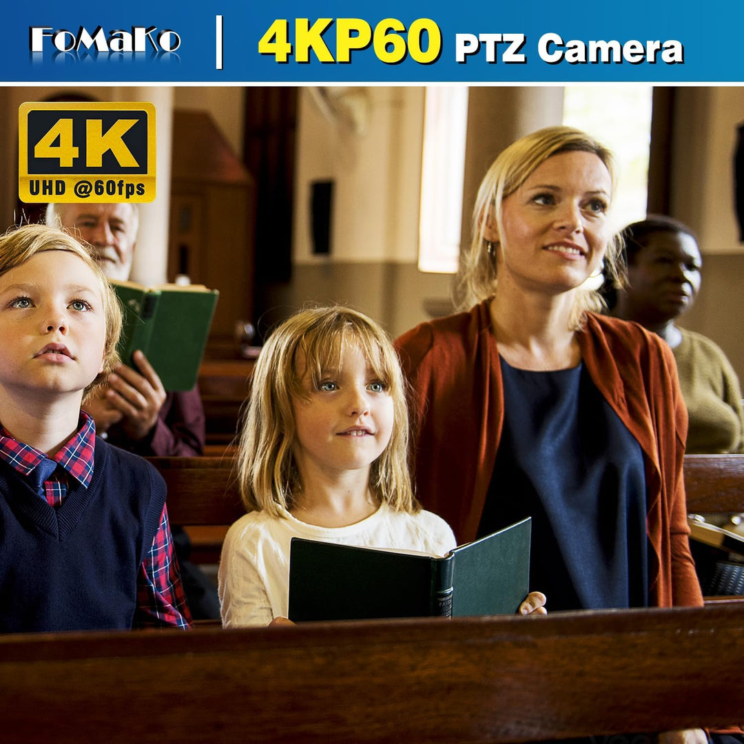 FoMaKo 12G-SDI 4K 60FPS NDI PTZ Kamera, 20X optischer Zoom, 4KP60 AI Auto-Tracking Gen 3, 1/1.8 UHD