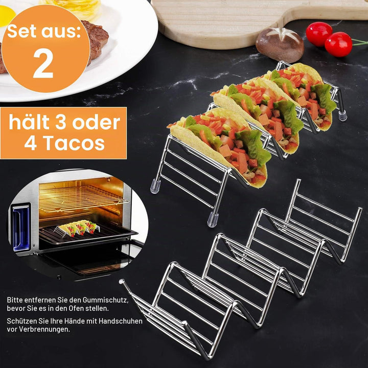 Taco-Halterung aus Edelstahl, Taco-Halter, Wellenform, Küchenzubehör, für harte oder weiche Schalen,