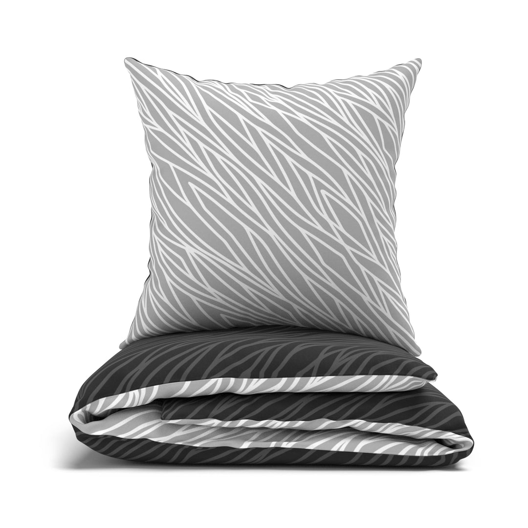 LARAWELL Bettwäsche 135x200 Baumwolle ganzjahres Bettwäsche-Sets antrazit grau geometrisch Premium A