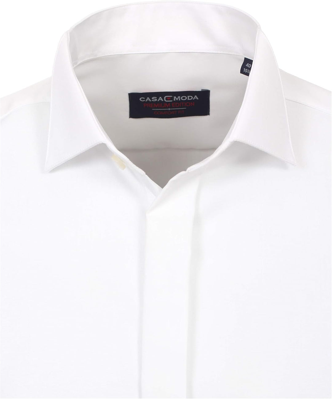 CASAMODA Herren Popeline Hemd unifarben 005350 Comfort Fit 40 40 Weiss, 40 40 Weiss