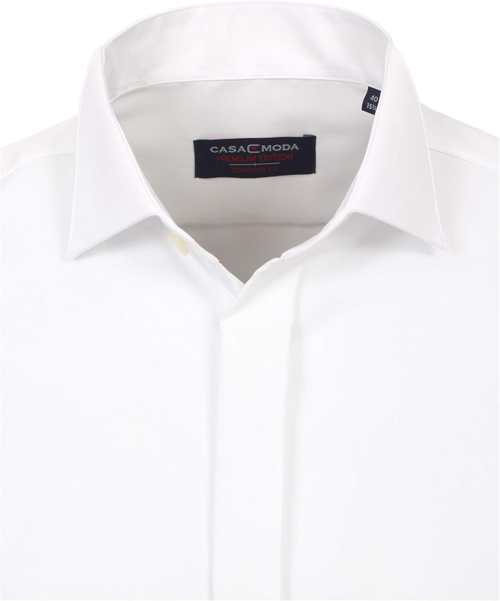 CASAMODA Herren Popeline Hemd unifarben 005350 Comfort Fit 40 40 Weiss, 40 40 Weiss