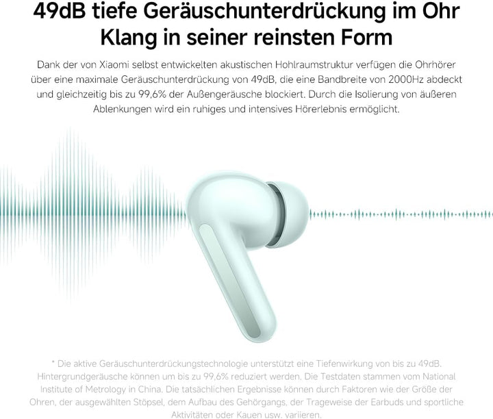Xiaomi Redmi Buds 6 – Kabellose Bluetooth-In-Ear-Kopfhörer, Dual-Treiber, immersiver Sound, 49 dB ak