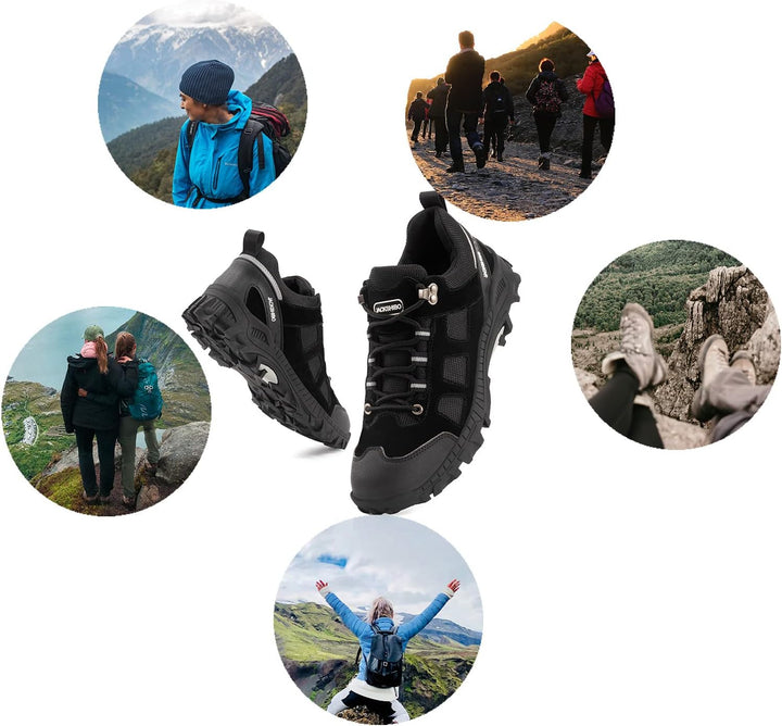 JACKSHIBO Wanderschuhe Herren Damen Trekkingschuhe Wanderstiefel Outdoor Unisex 46 EU Schwarz, 46 EU