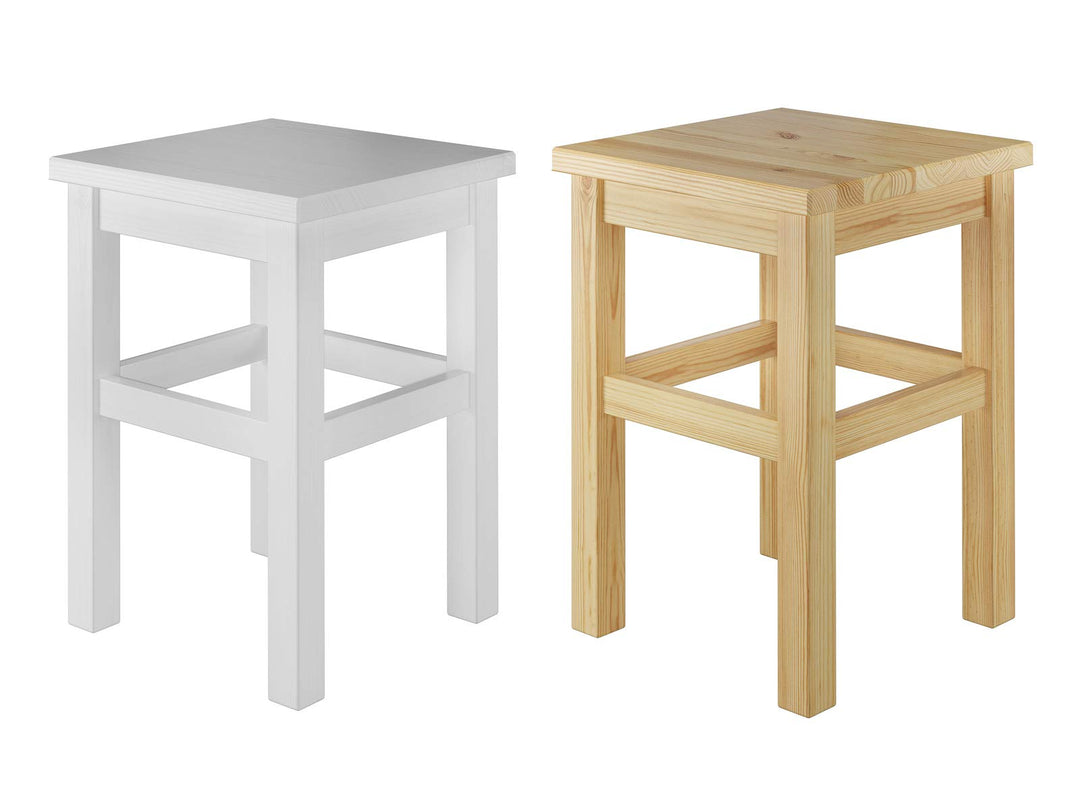 Erst-Holz Holzhocker Massivholzsitz ohne Lehne in Kiefer massiv Natur oder weiss V-90.71-41, Holzart