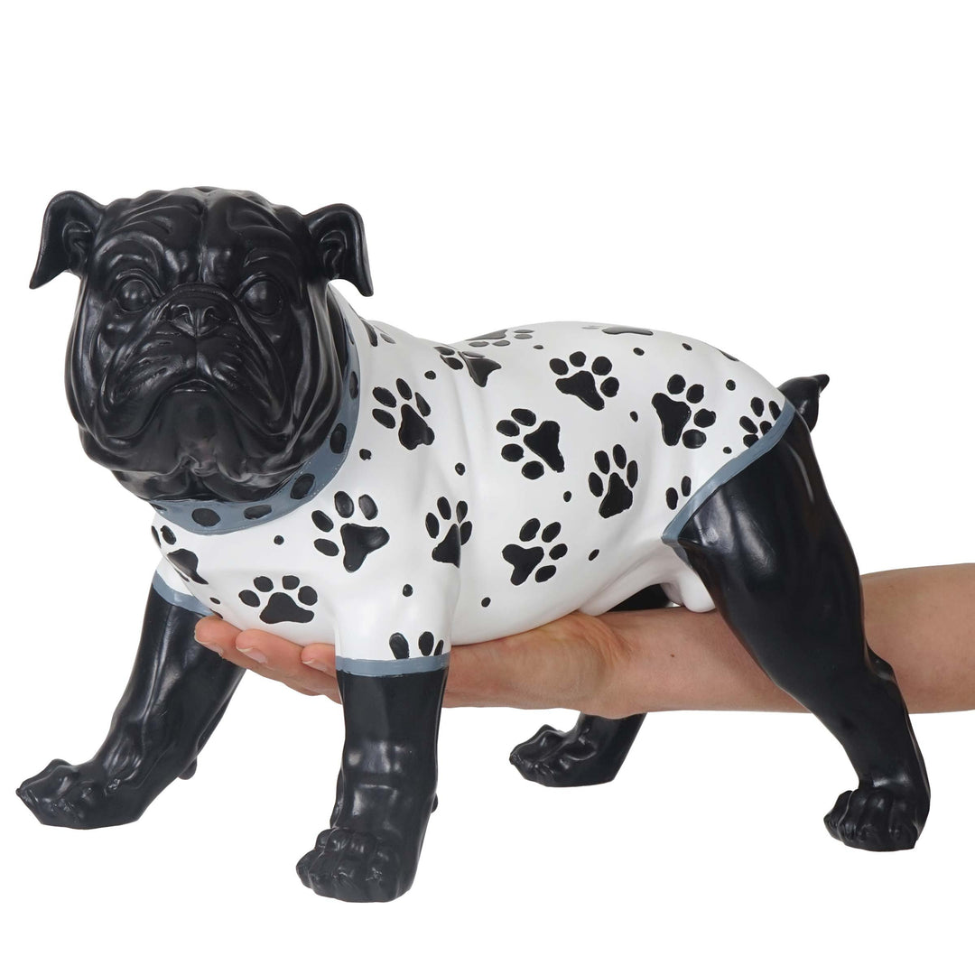 Mendler Deko Figur Bulldogge 24cm, Polyresin Skulptur Hund, In-/Outdoor, handbemalt mit Jäckchen