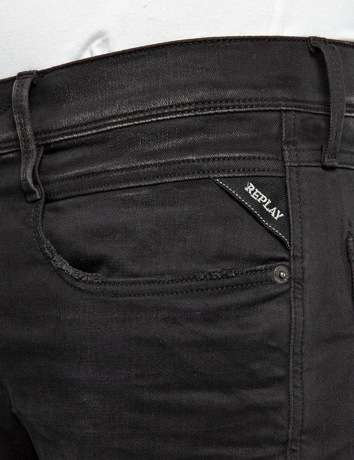 Replay Herren Jeans Anbass Slim-Fit Hyperflex Cloud mit Stretch 32W / 30L Black 098, 32W / 30L Black