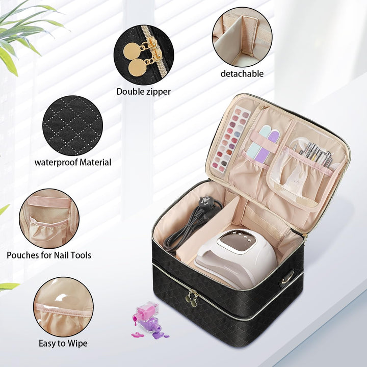 Bohemian Gross Nagellack Organizer Tasche, Doppelschicht Nagellack Aufbewahrungsbox, Nageldesign Org