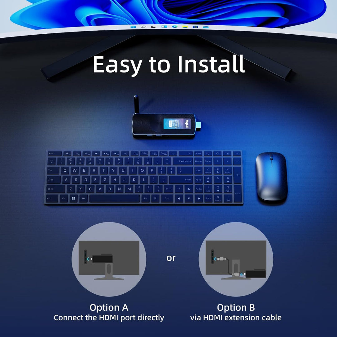 MeLE PCG02 Lüfterloser Mini PC Stick Windows 11 Home Celeron N4000(bis zu 2.6GHz) 4GB LPDDR4 128GB R