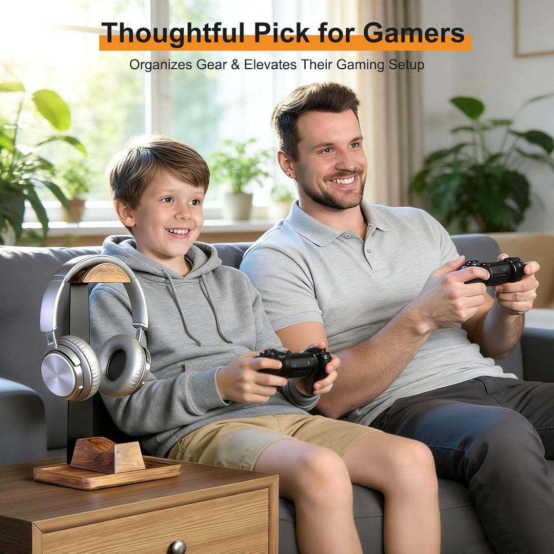 Kopfhörer und Controller Ständer aus Walnussholz, Kopfhörer Halterung Halter aus Holz, Headset Ständ