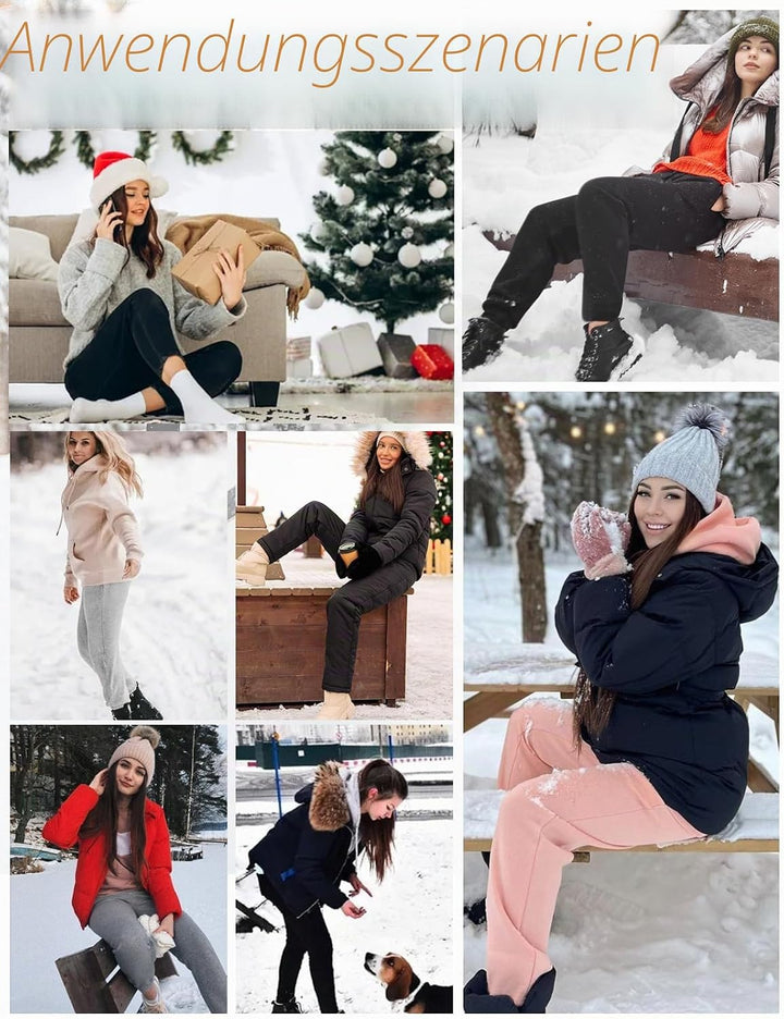 UMIPUBO Gefütterte Jogginghose Damen Warm Fleece Freizeithose Winter Thermo Fleecehose High Waist Sw