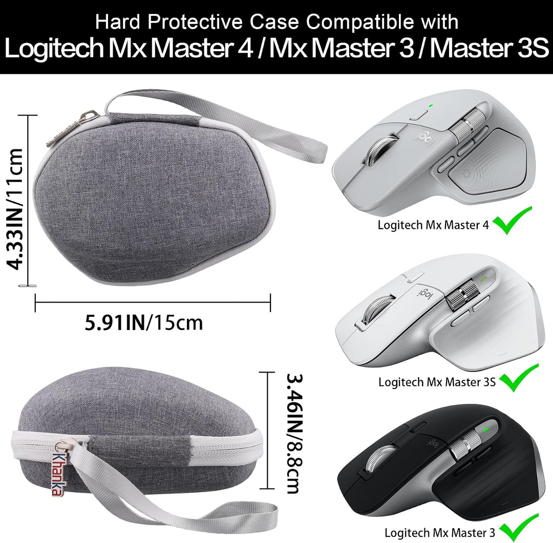 Khanka Tasche für Logitech MX Master 4/3S/3 kabellose Maus,Hartes Reise-Transportetui mit Tragegriff