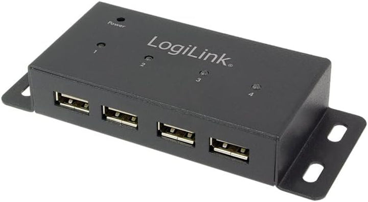 LogiLink USB 2.0 Hub mit 4-Ports aus Metall in schwarz