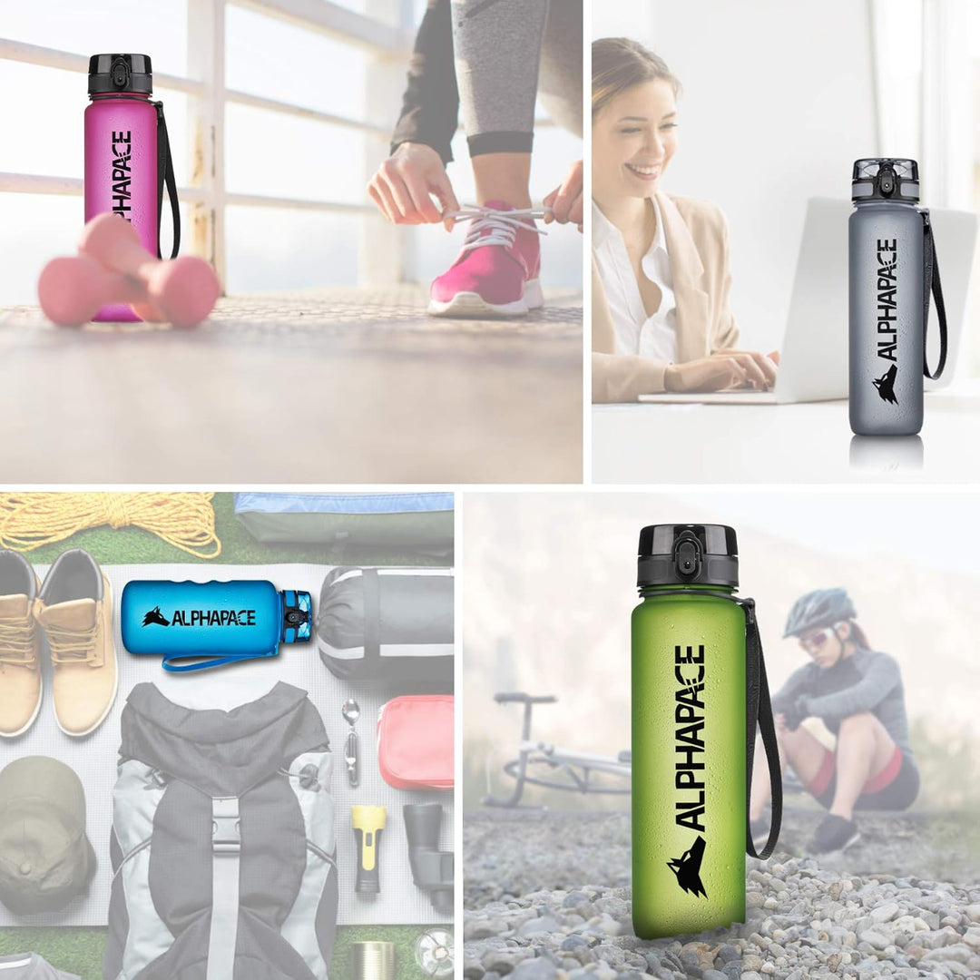 ALPHAPACE Trinkflasche 350ml/500ml/650ml/1.000ml/1.500ml, auslaufsichere Wasserflasche, BPA-freie Fl