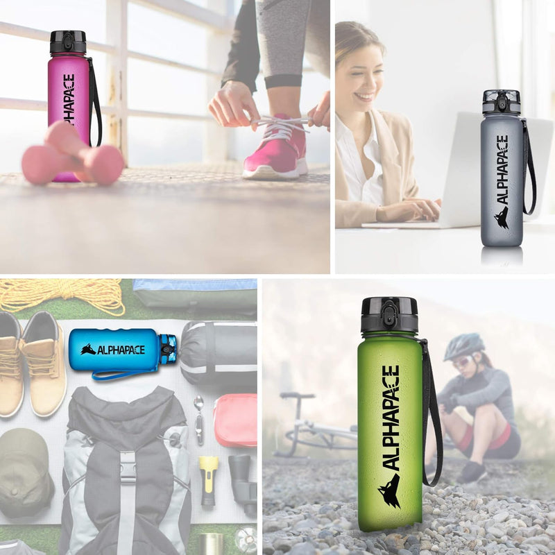 ALPHAPACE Trinkflasche 350ml/500ml/650ml/1.000ml/1.500ml, auslaufsichere Wasserflasche, BPA-freie Fl