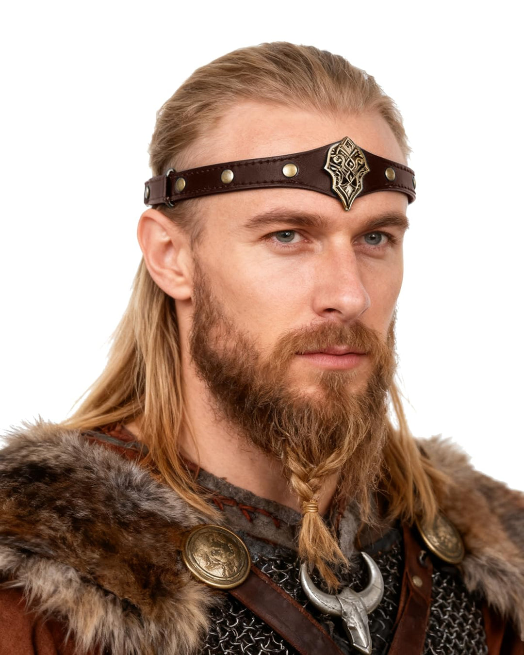 keland Stirnband Wikinger Leder Mittelalter Kopfschmuck für Damen Herren Halloween Cosplay Mittelalt