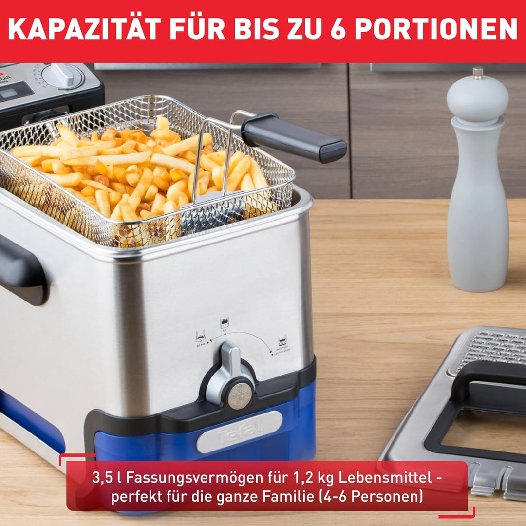 Tefal FR8040 Oleoclean Pro Inox & Design Fritteuse | 2300W | Kapazität 1,2 Kg | Herausnehmbarer Ölbe