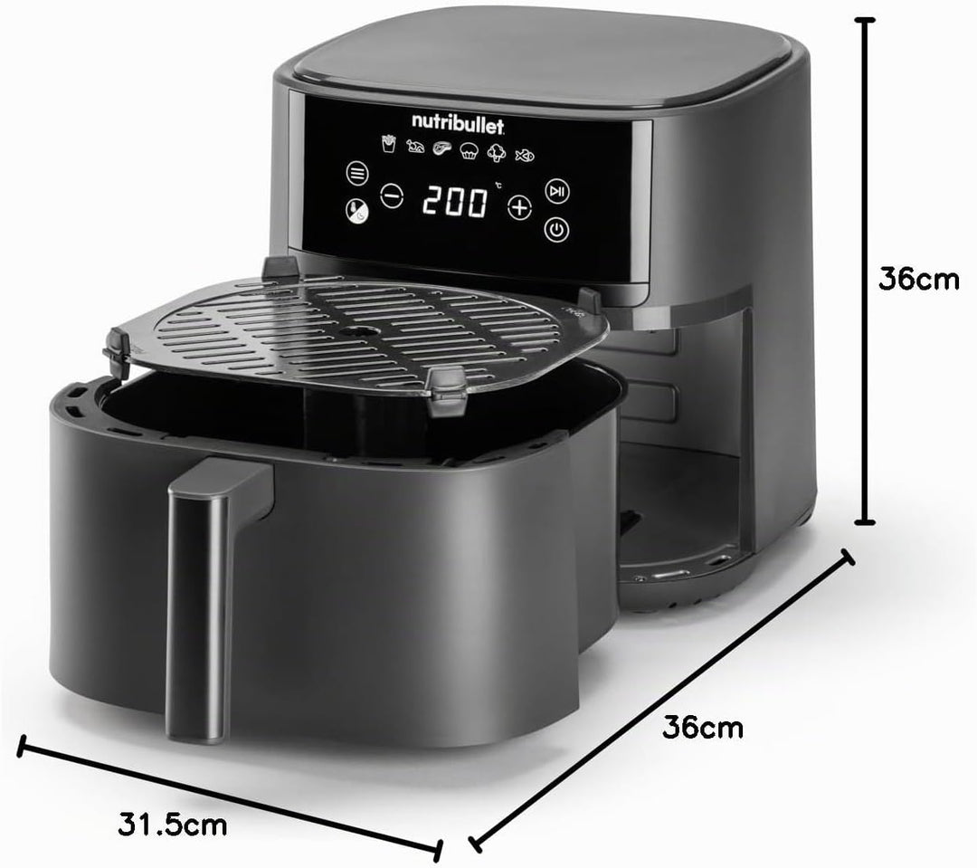 nutribullet Air fryer Crisplite NBA0611DG, Heissluftfritteuse mit 6L Kapazität, 80-200° Temperaturko