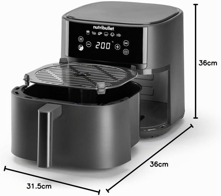 nutribullet Air fryer Crisplite NBA0611DG, Heissluftfritteuse mit 6L Kapazität, 80-200° Temperaturko