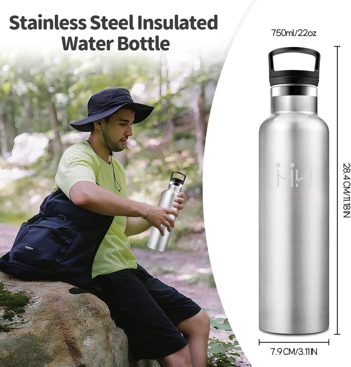 HoneyHolly Trinkflasche 750ML, BPA-Frei, Trinkflasche Edelstahl, Auslaufsichere Isolierflasche Doppe