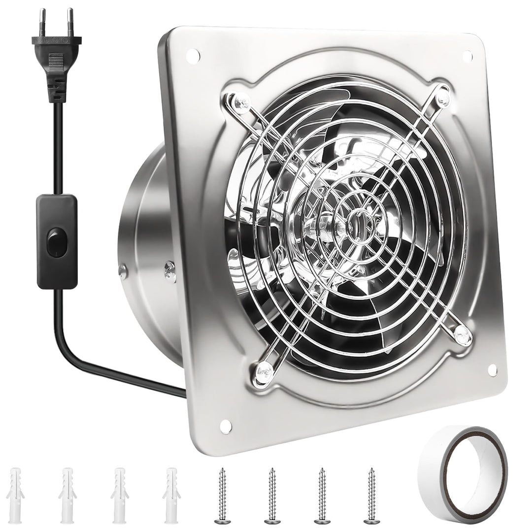 Aicharynic Abluftventilator 150mm mit Rückstauklappe, 525m³/h Wandventilator leise mit EU-Stecker –