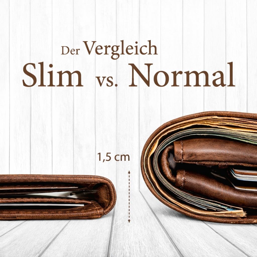 Corno d´Oro Portmonee Herren Leder Mini I Slim Wallet mit RFID Schutz I Kleines Portemonnaie Herren