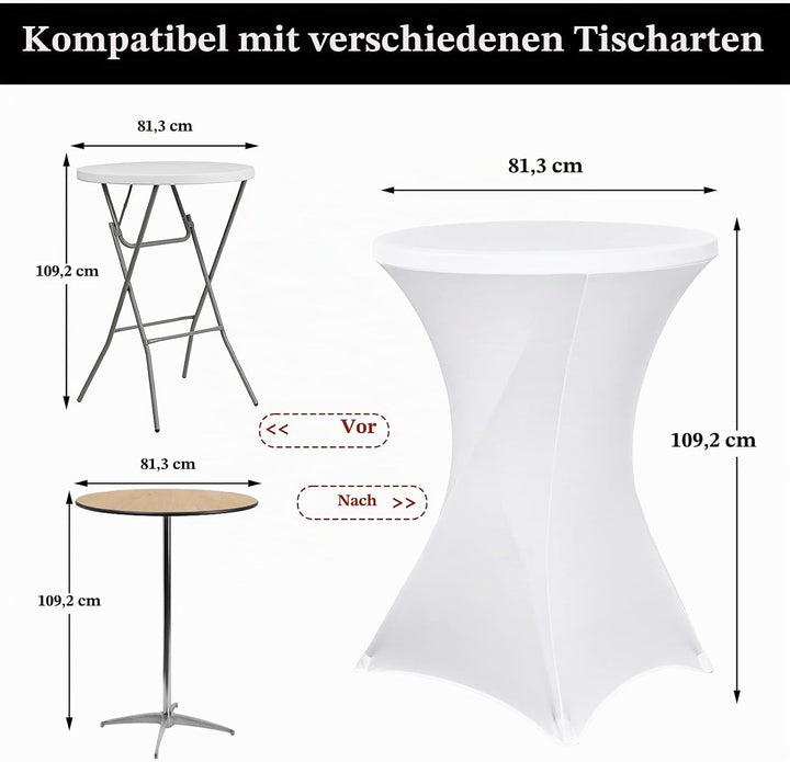 Pesonlook 10er-Set Stretch Stehtisch Husse für Bistrotisch Ø 80-85 cm Elegante,Verstärkung im Fussbe