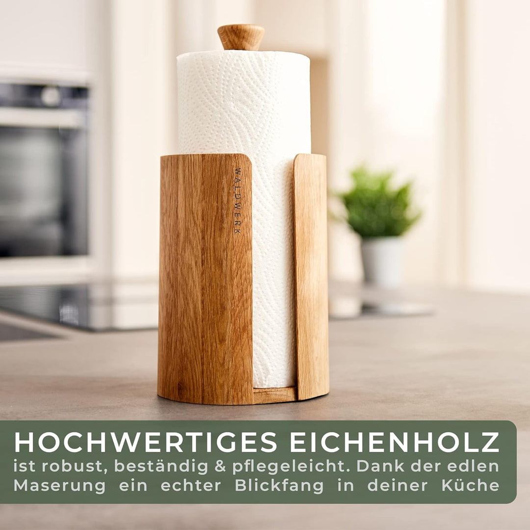 WALDWERK Design Küchenrollenhalter - Zewa Rollenhalter aus echtem Eichenholz - Küchenrollenhalter st