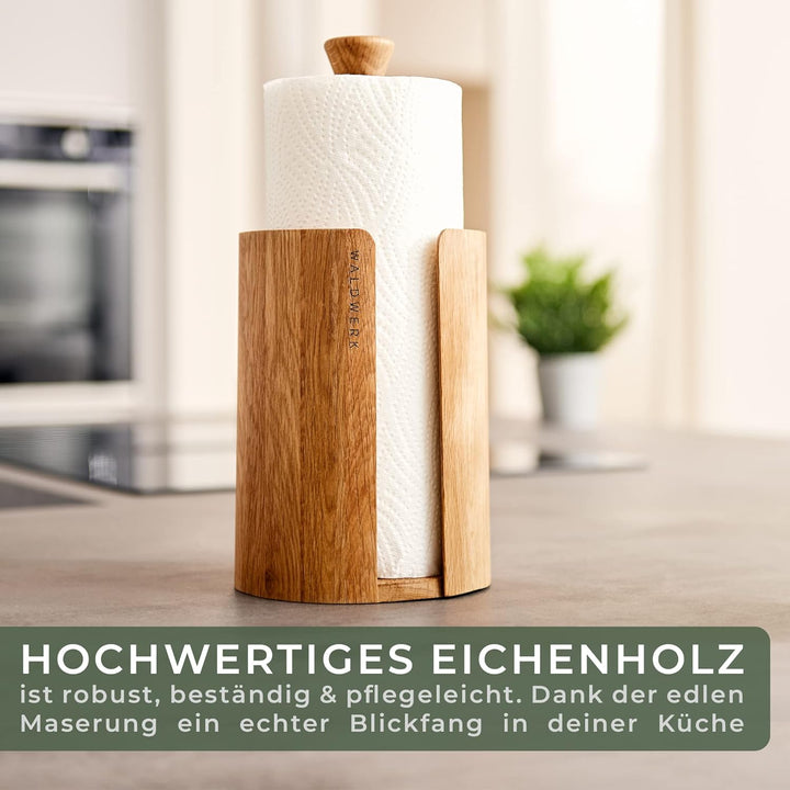 WALDWERK Design Küchenrollenhalter - Zewa Rollenhalter aus echtem Eichenholz - Küchenrollenhalter st