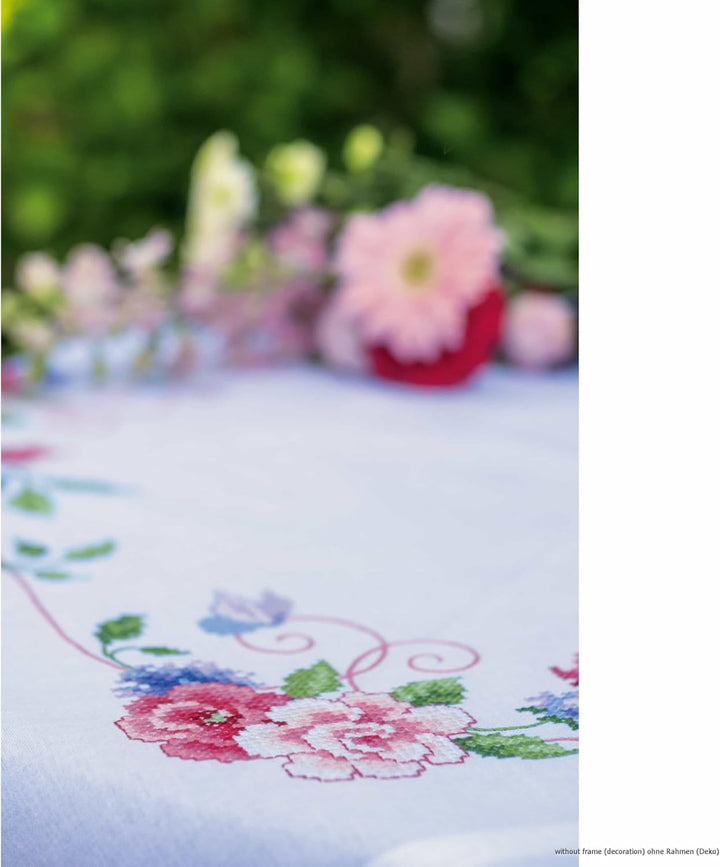 Vervaco PN-0164449 Bedruckte Tischdecke Kreuzstichset, Mehrfarbig, 80x80cm