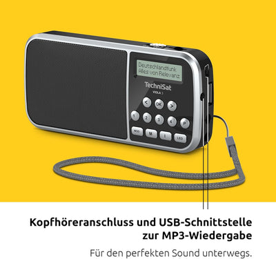 TechniSat VIOLA 3 – portables DAB Radio (DAB+, UKW, LCD Display, Kopfhöreranschluss, USB, Aux-In, LE