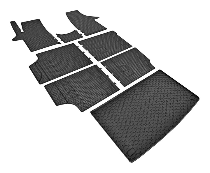 Z4L Gummifussmatten und Kofferraumwanne EIN Set geeignet für VW T6 Multivan 8/9 Sitze ab 2015 bis 20
