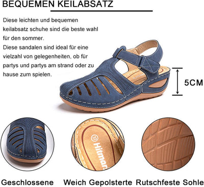 Hitmars Sandalen Damen Keilabsatz Pantoletten Plateau Geschlossene Sommer Keilsandalen Slingback Fus