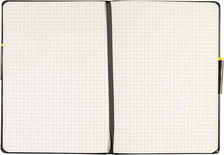 Idena 209281 - Notizbuch DIN A5, kariert, Papier cremefarben, 192 Seiten, 80 g/m², Hardcover in schw