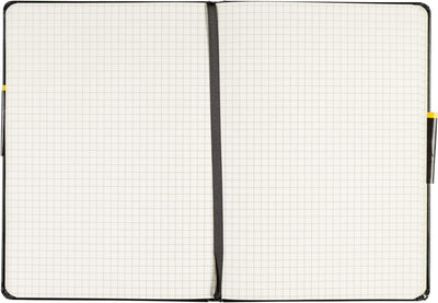 Idena 209281 - Notizbuch DIN A5, kariert, Papier cremefarben, 192 Seiten, 80 g/m², Hardcover in schw