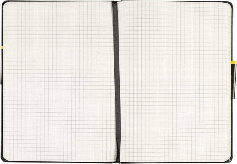 Idena 209281 - Notizbuch DIN A5, kariert, Papier cremefarben, 192 Seiten, 80 g/m², Hardcover in schw