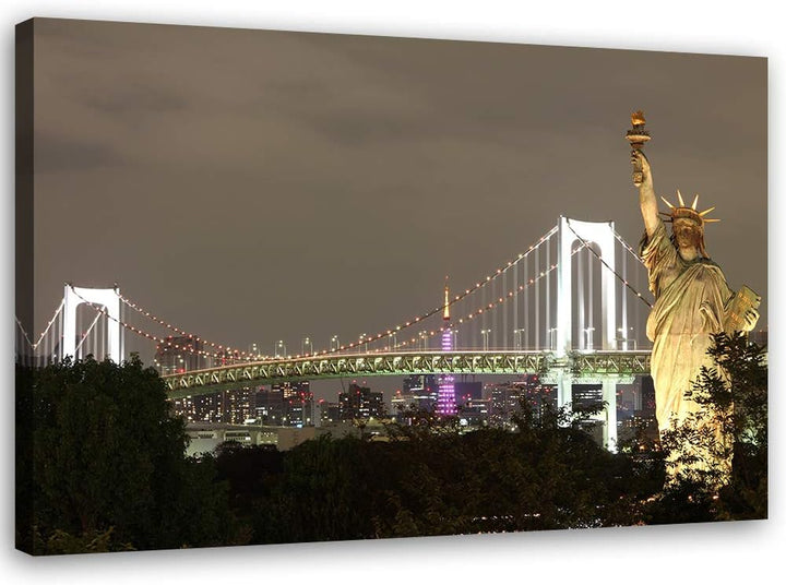 Leinwandbild XXL Freiheitsstatue Wandbild Kunst Architektur Grau 120x80 cm Leinwandbild 120x80 cm Gr