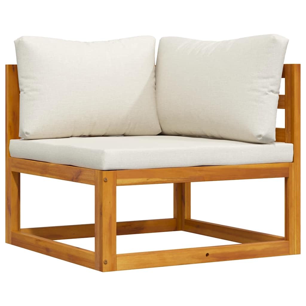 vidaXL Akazienholz Massiv Modular Ecksofa mit Cremeweissen Kissen Sofa Lounge Gartensofa Sessel Gart