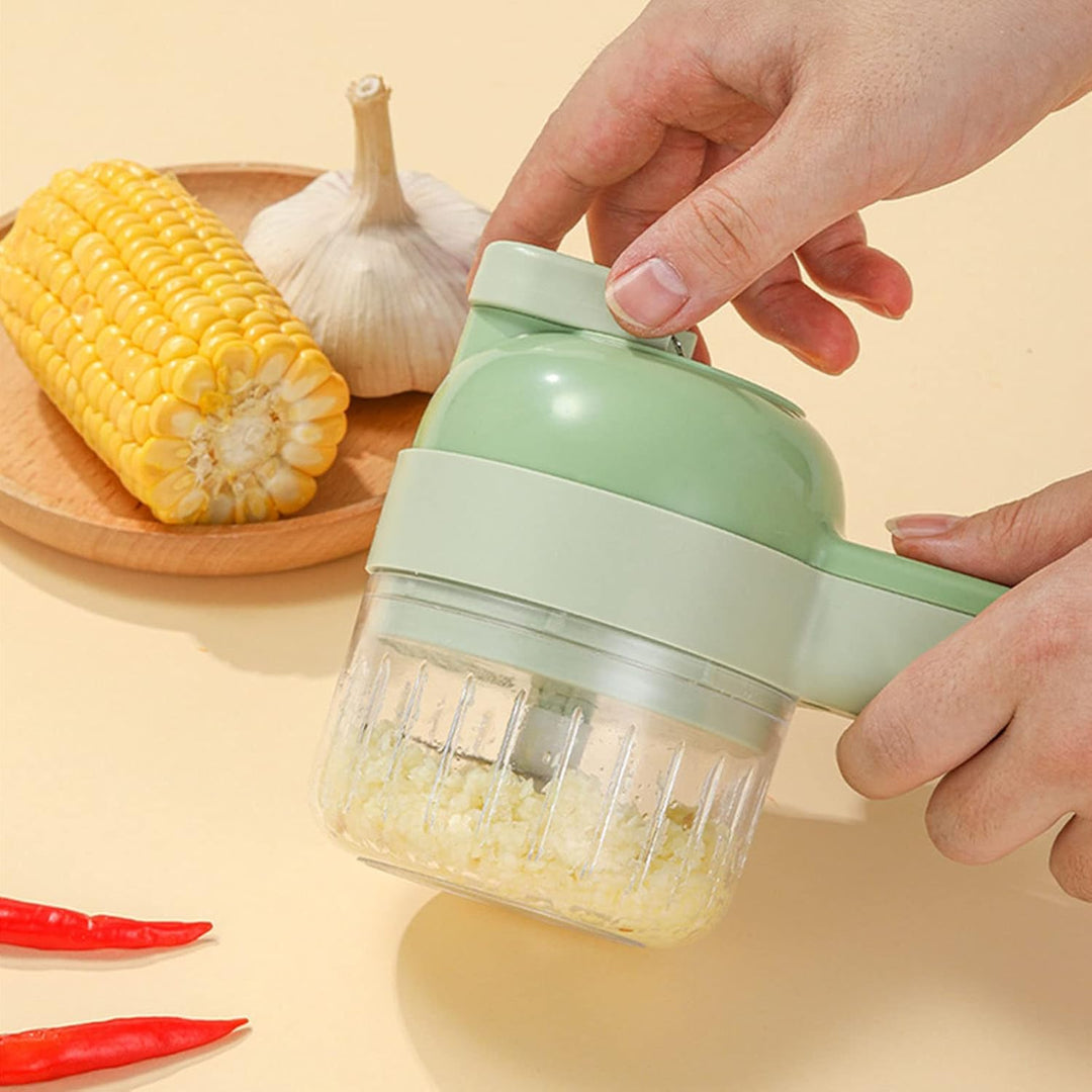 ciciglow 4 in 1 Gemüseschneider Elektrisch, elektrischer Gemüseschneider, Knoblauchhacker, multifunk