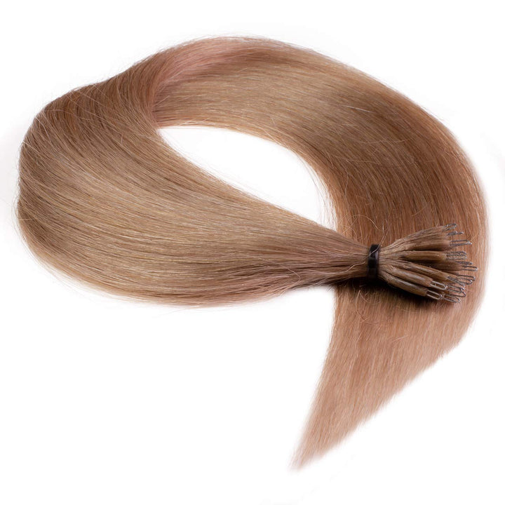 hair2heart Premium Nanoring Extensions Echthaar glatt - 50 Strähnen 1g 60cm 8/01 hellblond natur-asc