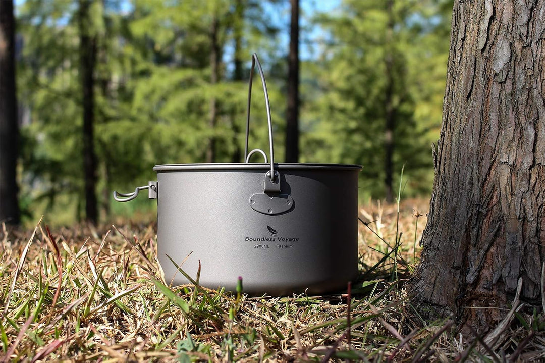 Boundless Voyage Outdoor 750ml 800ml 1100ml 1300ml Titantopf mit Deckel Folding Bail Griff Camping W