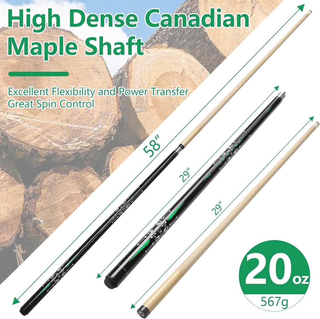 inucue Billard Queue, 58 Zoll Maple Pool Queue Stick 13mm Spitzen für Professionelle Billardspieler,
