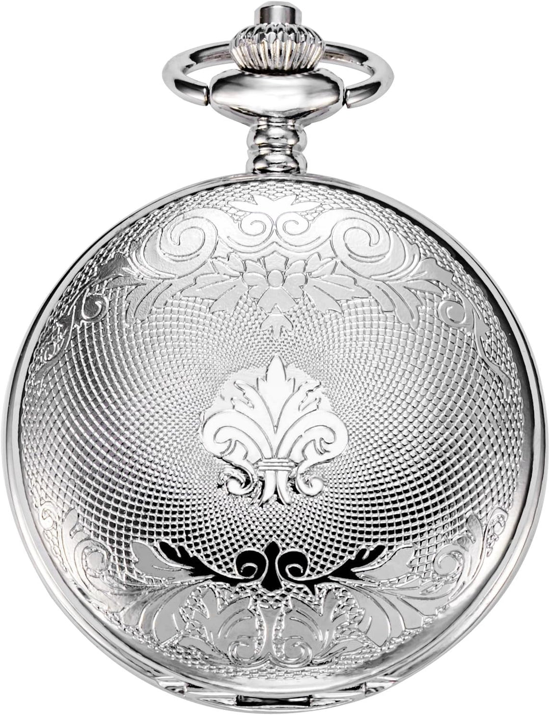 TREEWETO Unisex Taschenuhr mit Kette Analog Handaufzug Doppelscharnier Römische Ziffern Gold/Silber